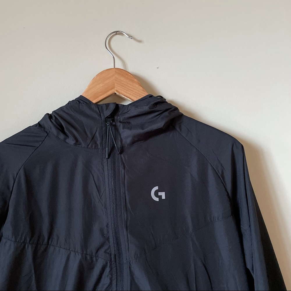 LOGITECH, Black, Rain Jacket, Lightweight, Windbreaker, Sz Large